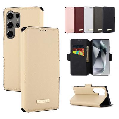 Luxusní kožené pouzdro pro Samsung Galaxy S20 S21 S22 S23 S24 Plus Ultra F23 F13 M53 M14 A54 A14 A23 A42 Cross Pattern Stand Flip Wallet Cover