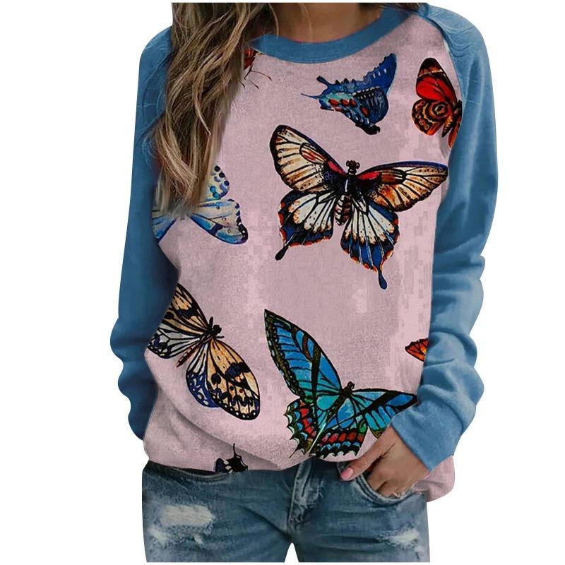 Women's hoodie 3D digital printed round neck hoodie with shoulder inserts for autumn winter women's wear