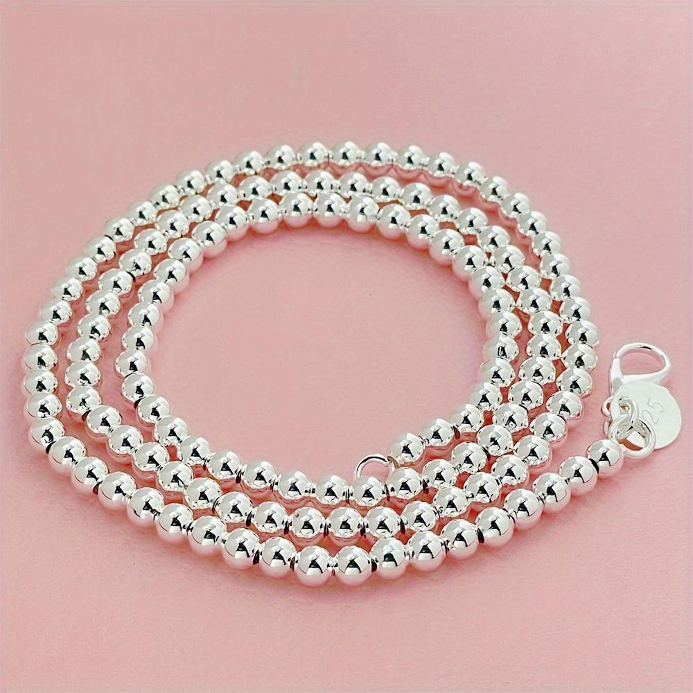 Fine 4MM Beads Copper Chain Necklace for Women Men Lady Charms Wedding Party Gift Cute