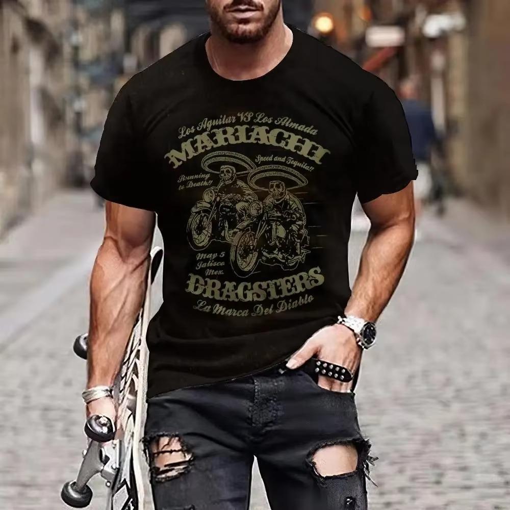 Camiseta vintage para motocicleta, camiseta masculina com estampa 3d de carro, manga curta, roupas masculinas de verão, blusa casual, tops clássicos de bicicleta