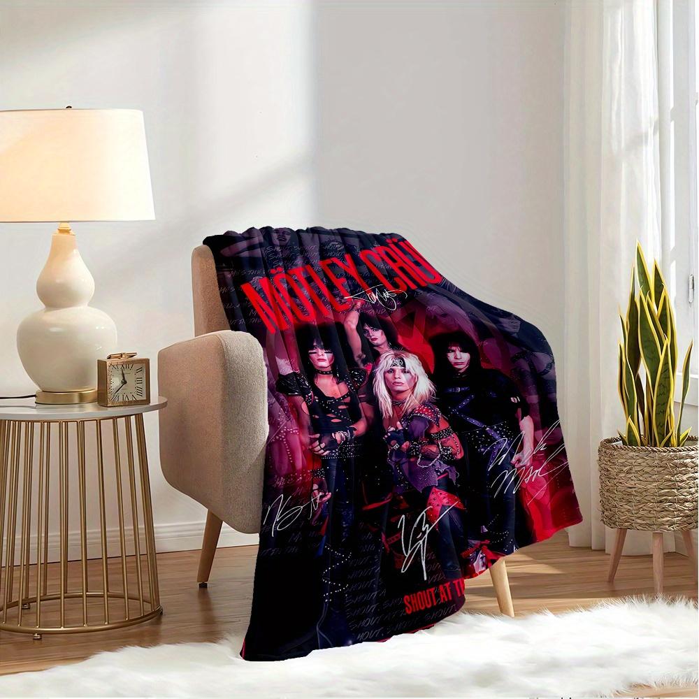 1pc Motley Crue,Glam Rock,ClowneTheme Digital Printed Flannel Blanket, Super Soft Plush Fleece Bed Cover, Multi-Function Four Seasons Hypoal
