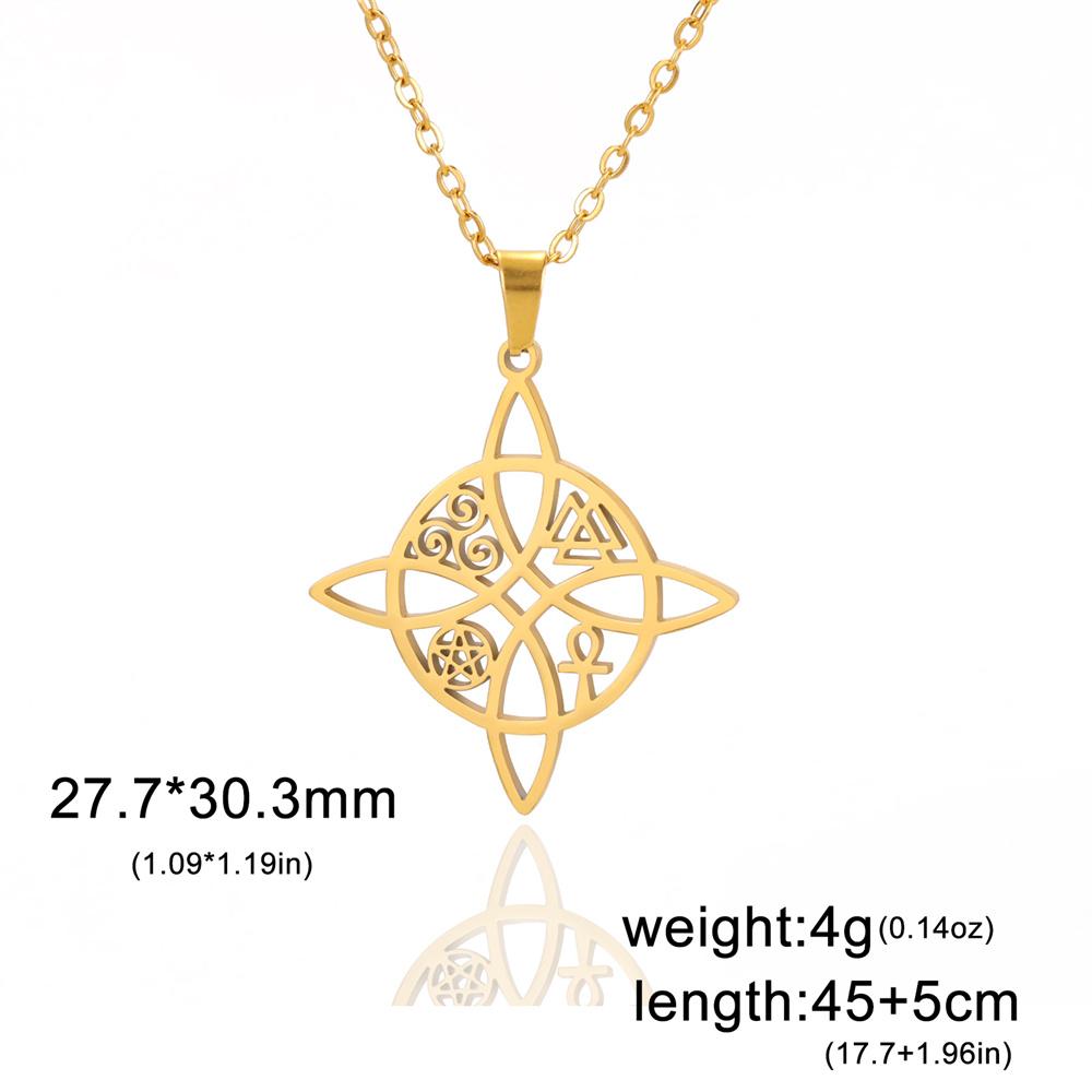 My Shape Celtics Knot Pendant Necklaces Stainless Steel Chain Ankh Cross Pentagram Valknut Pattern Chain Necklace Jewelry Gifts