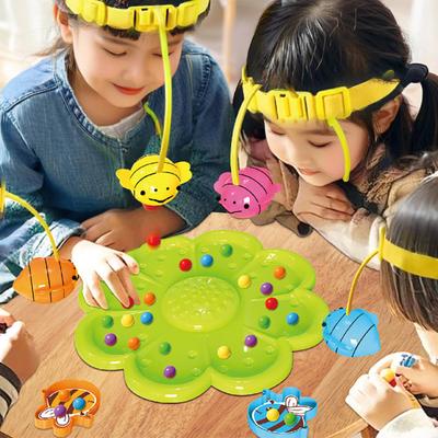 1 Set Bee Bean Picking Fishing Game Magnetic Bead Catcher Tabletop Game with Headband Kids Parents Family Party Interactive Educational Toy