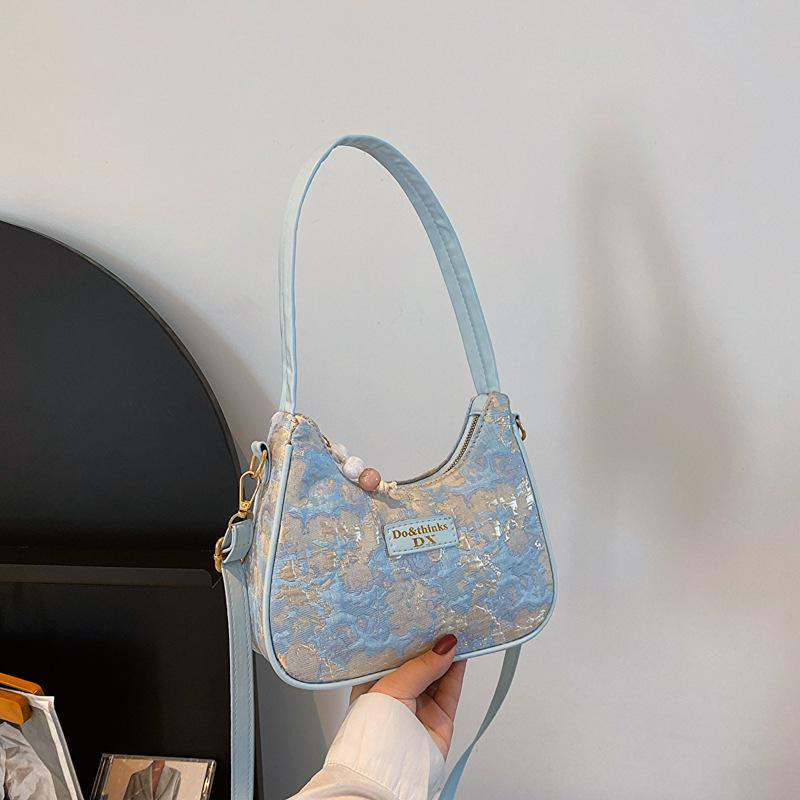 Fashion French Women'S Bag Handbag Tote Girls Hundred Underarm Bag Large Capacity Ladies Dumpling Bag Printed Ornament Canvas