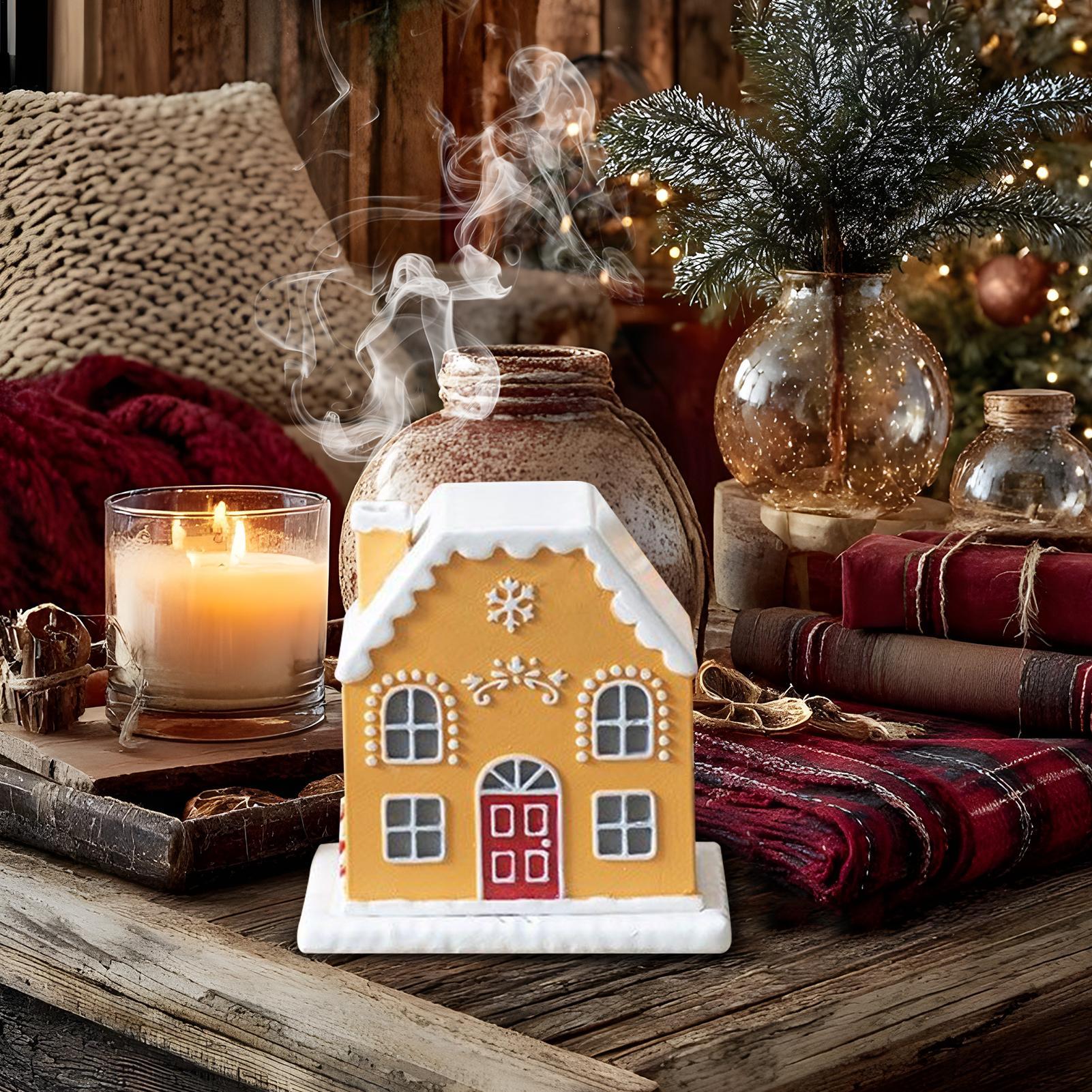 

Gingerbread House Incense Burner Winter Cabin Incense Stick Holder Christmas Snow House Ornament Holiday Decor for Home Indoor CHINA