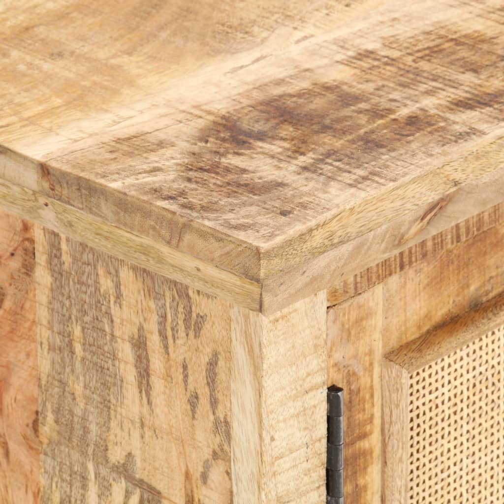 Coffee Table 90 X 50 X 35 Cm Solid Mango Wood and Natural Wicker