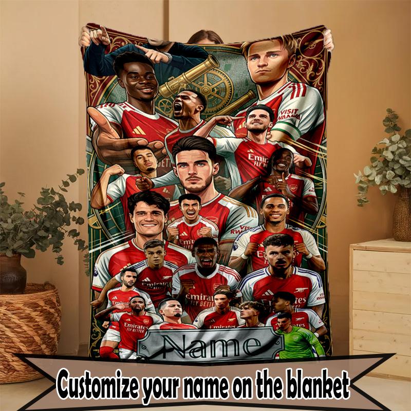 Custom Name Personalized Arsenal F.C Print Blanket, Home Decor, Bedroom, Sofa, Camping, Couch, Gifts for Birthday Christmas