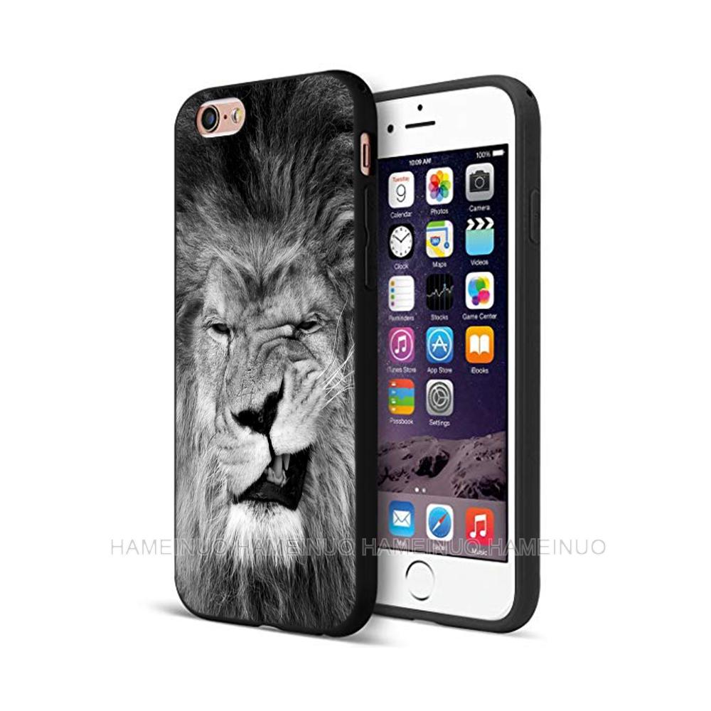 Black Tpu Case for Iphone 5 5s Se 6 6s 7 8 Plus X 10 Silicone Cover XR XS 11 12 Pro MAX Mini SE 2020 Lion Tiger Fashion Animal