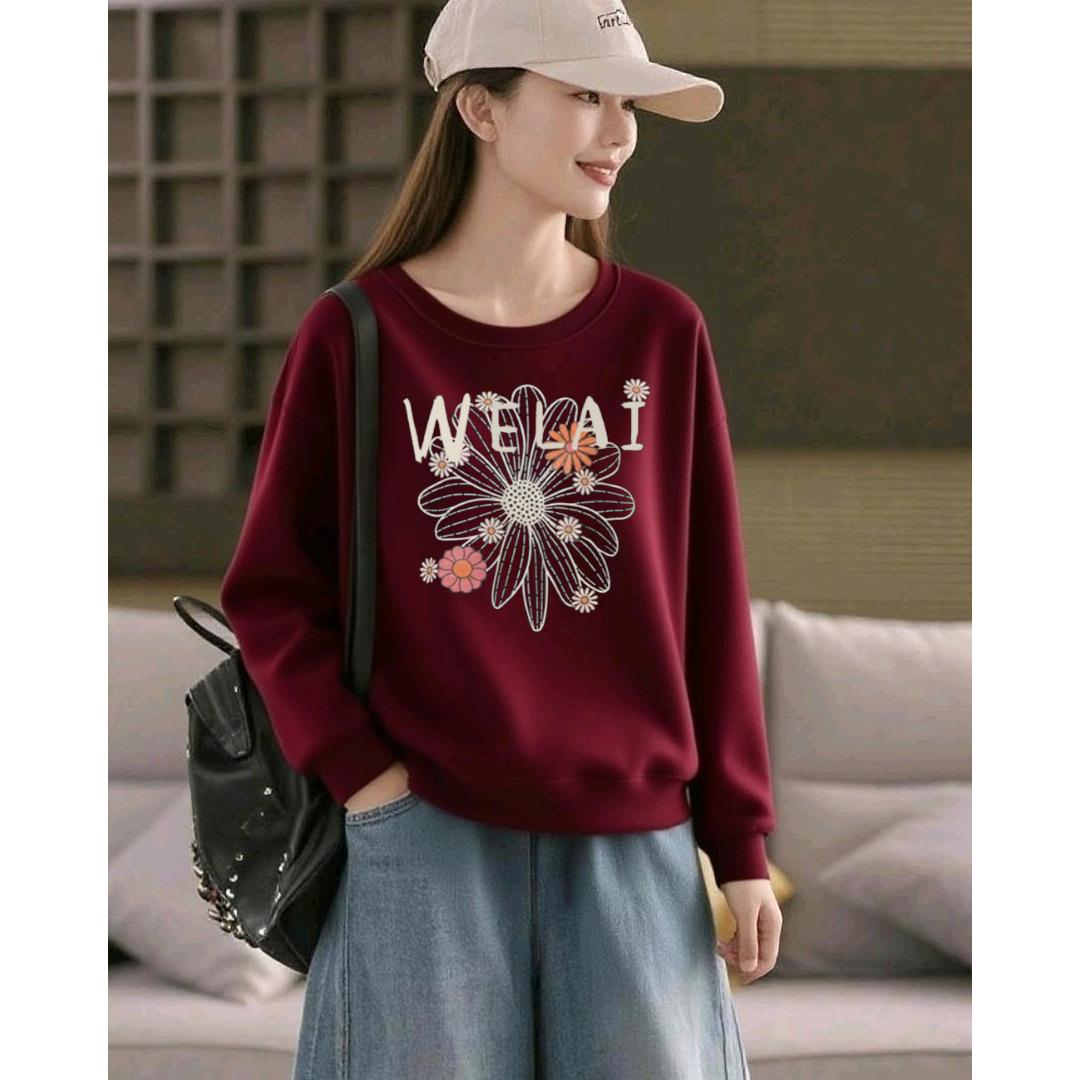 

Повседневный свитшот с капюшоном в корейском стиле с принтом - Осень/Зима L