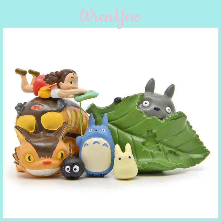 My Neighbor Totoro Resin Miniature With Garden Style And Blue Bus For Collectors Home Decor