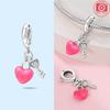 Pink Heart Lock Key Bead Charm Copper For Charms Copperoriginal Bracelet For Jewelry Making