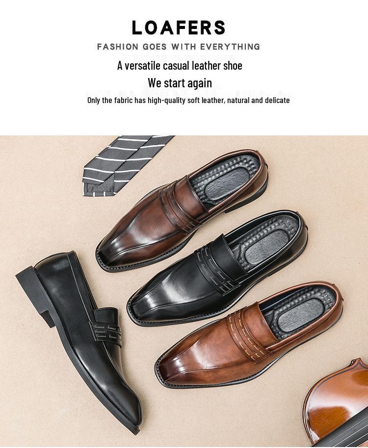 Men's British Formal Leather Loafers - Casual Slip-on Shoes
