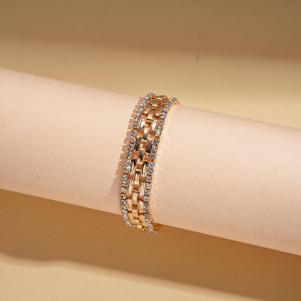 Diamond-encrusted square splicing bracelet retro geometric jewelry
