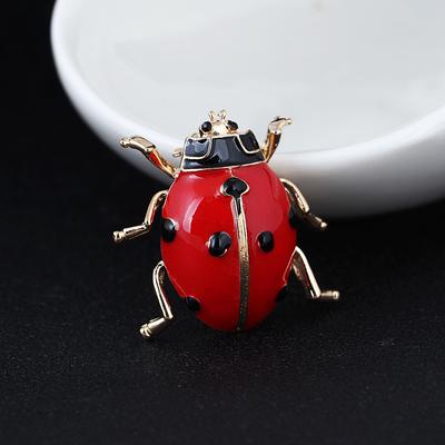Nieuwe Schattige Mode Emaille Rode Lieveheersbeestje Insect Broches Kever Speld Sjaal Corsage Sieraden Cadeau, pas bij je hoed, tas of dagelijkse jurk