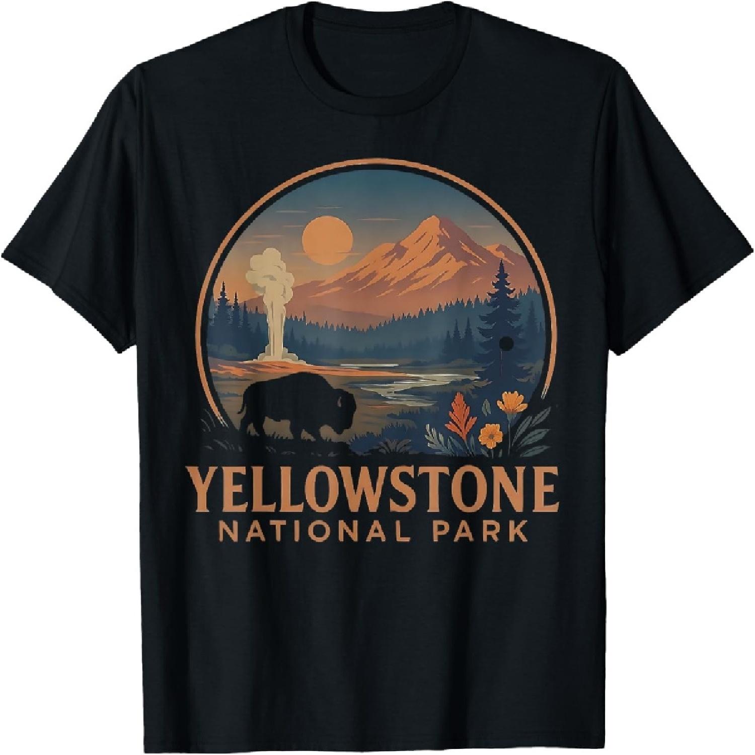 

Yellowstone National Park US Bison Vintage Hiking Camping T-Shirt XXXXXL різнокольоровий