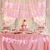 Pink Happy Birthday Banner, Bow Themed Party Decorations Hanging Set Pink Bowes Banner for Women Party Decorations