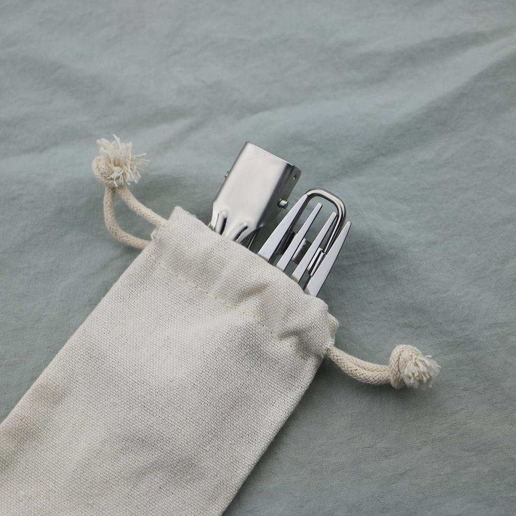 3Pcs Collapsible Folding Cutlery Set Portable Dinnerware Set Camping Fork Spoon Knives Spork Dinner Set 304 Stainless Steel Tableware