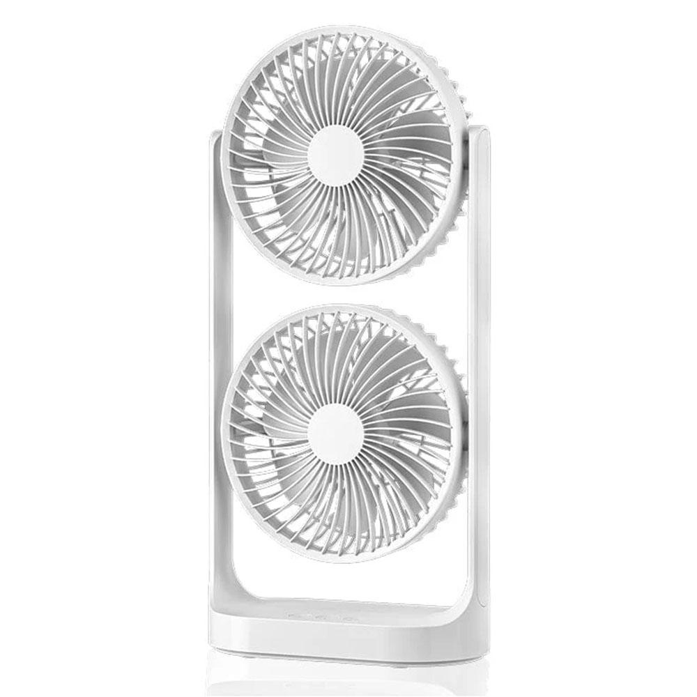 

F-052 3 Speeds Adjustable Dual Head Desk Fan USB Rechargeable Summer Air Circulator Fan ( Built In 4000mAh Battery ) A
