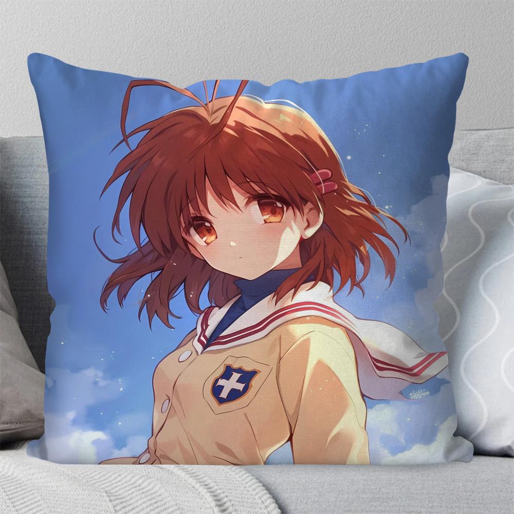 Japansk Anime Clannad Kuddfodral Fyrkantig Kudde Sovrum Soffa Fritid Komfortkudde Bil Vardagsrum Heminredning 40X40