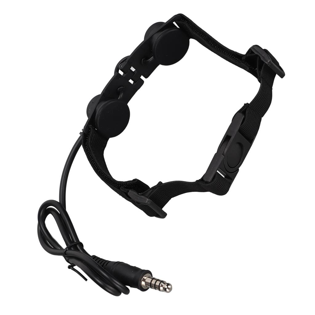 Throat Microphone Adjustable Noise Reduction Detachable 7.1mm Military Mic Earpiece Black
