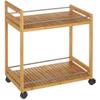 Bamboe Bijzettafel op Wielen met 2 Planken 55x32x63