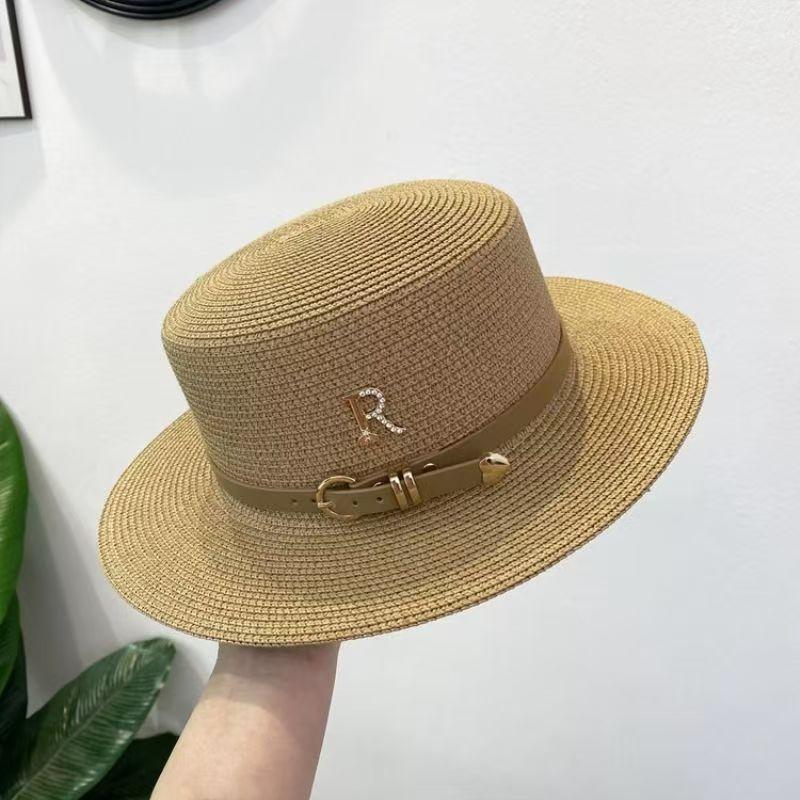 Vintage Fashion Internet Celebrity Sunshade Flat Top Top Hat Women Spring and Summer Travel Vacation Sun Hat Beach Hat