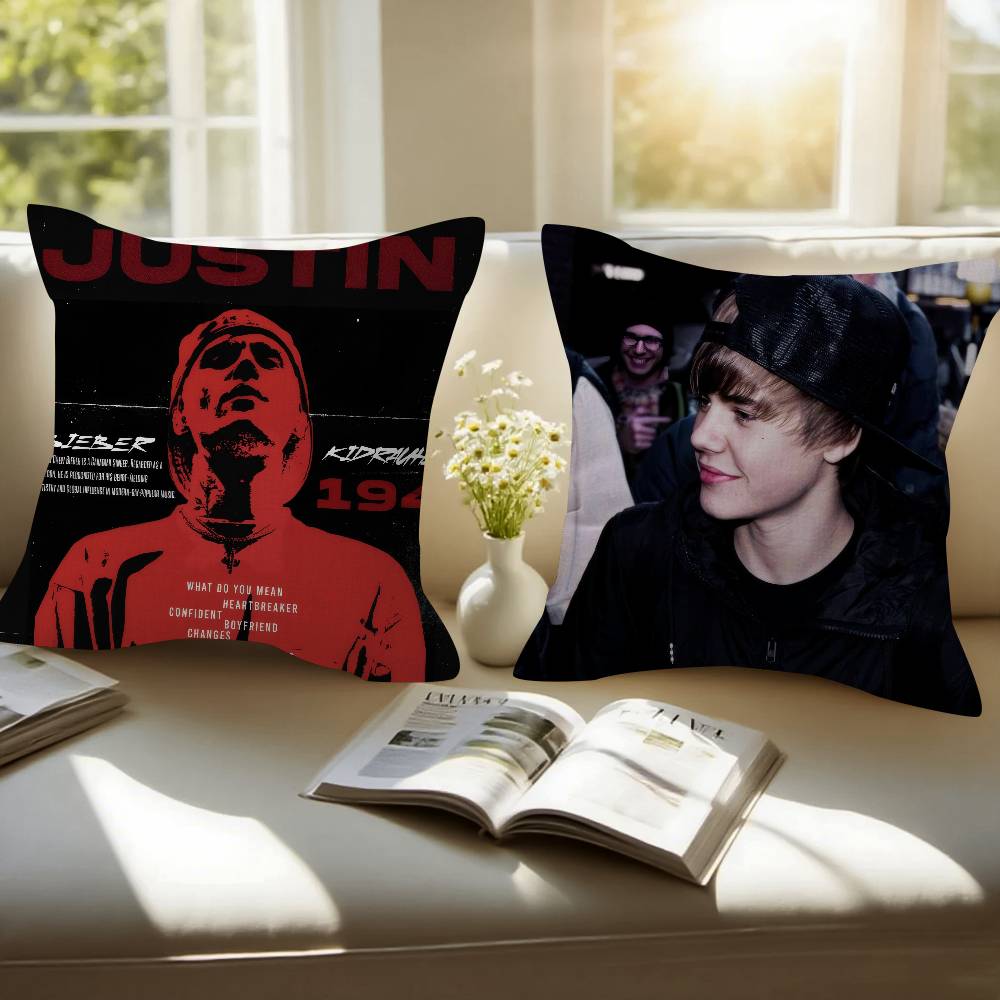 Singer cool JJustin Bieber Cushion Cover Car Throw Pillow Case For Sofa Car Christmas Gift 40x40cm 45x45cm