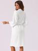 Cheibear Women's Waffle Bathrobe, Soft Kimono, Spa & Bath, Mid-Length, White, Size S
