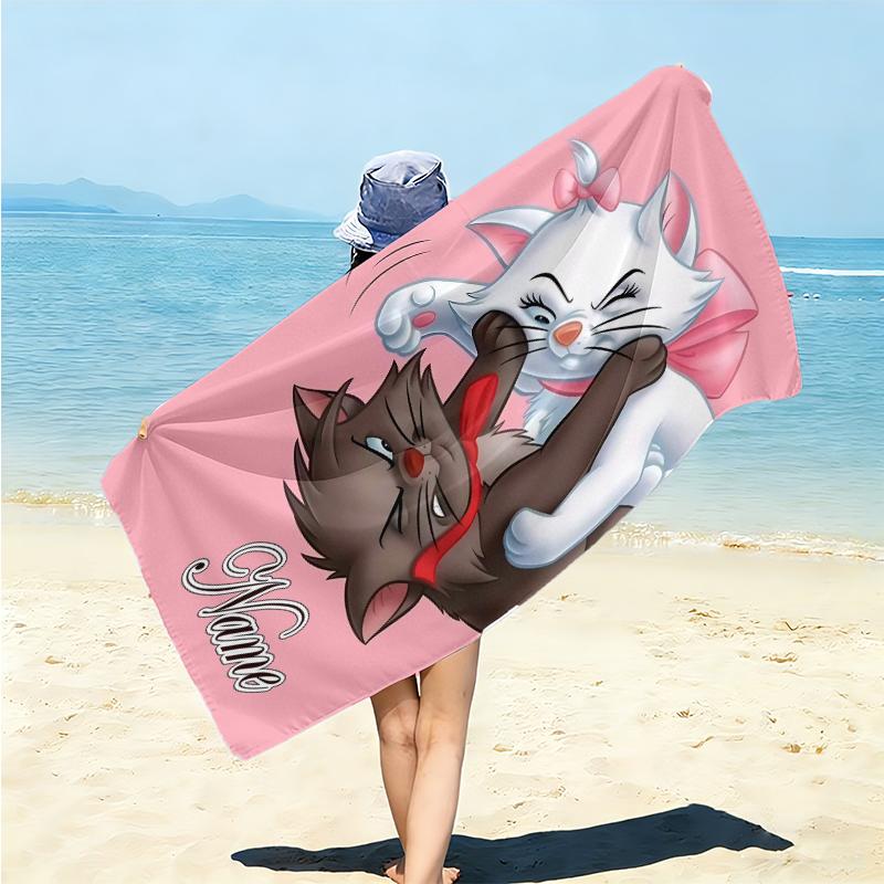 Personalized Cheshire Cat Hearts Theme Beach Towel Microfiber Beach Towel Thin Absorbent for Beach Swimming Yoga Bath Sports. 0910353
