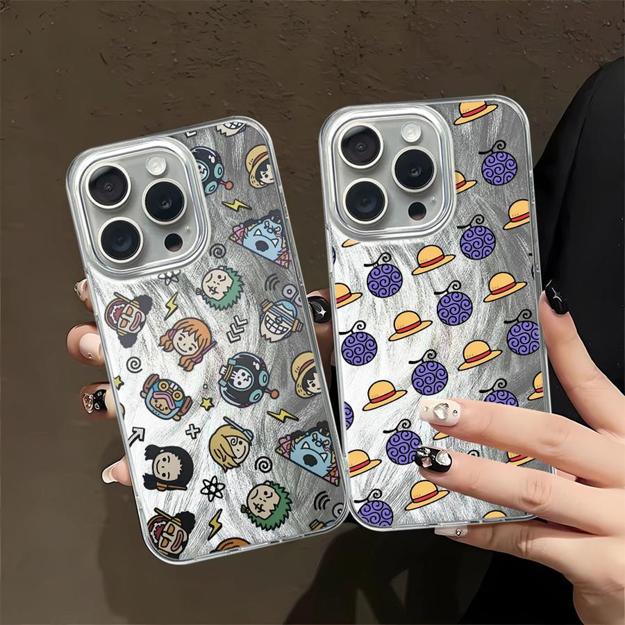 Cute Cartoon One Piece Phone Case for iPhone 17 Air 12 14 16e 14 Plus 11 15 13 Pro 16 Pro Max Black Soft Shell
