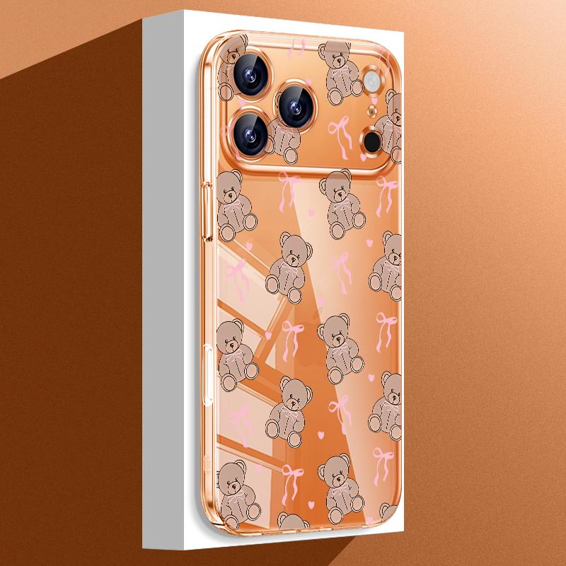 

Bowknots Cherry Pattern Case For iPhone 17 Pro Max Funda iPhone 16 15 14 13 Pro Max 11 Clear PC Back Slim Hard Cover iPhone 17 Pro прозорий