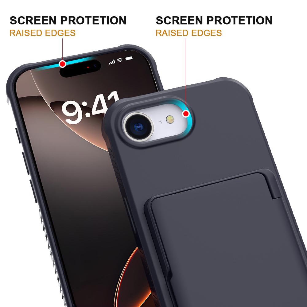 New Flip Slot Card Wallet Stand Phone Case For iPhone17e iphone16e iphone 17E 16E Built-in Mirror Holder Bumper Armor Cover