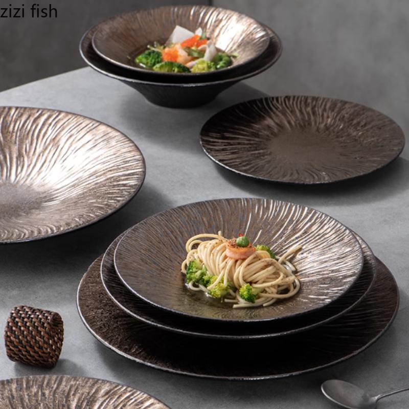 Ceramic Plate Western Style Steak Plates Soup Plates Sushi Plate Noodle Bowl Fruit Dish Salad Bowl Dessert Bowls Snack Tray