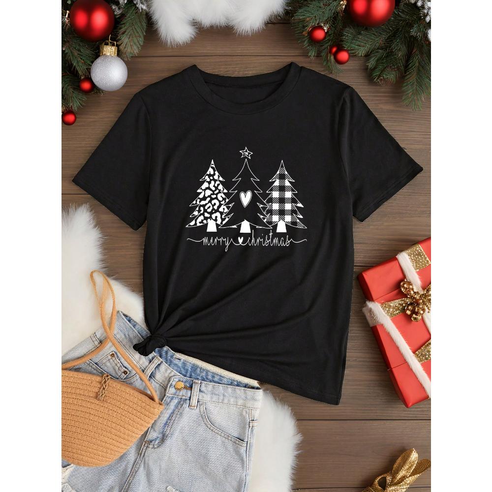 Women's Casual Short Sleeve T-Shirt, Comfortable, Round Neckline, Short Sleeve, Fashion Streetwear Digital Top For Women