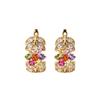 Geometric Leaf Colorful Rhinestone Stud Earrings European Niche Light Luxury All-Match Temperament Ladies Daily Pierced Jewelry
