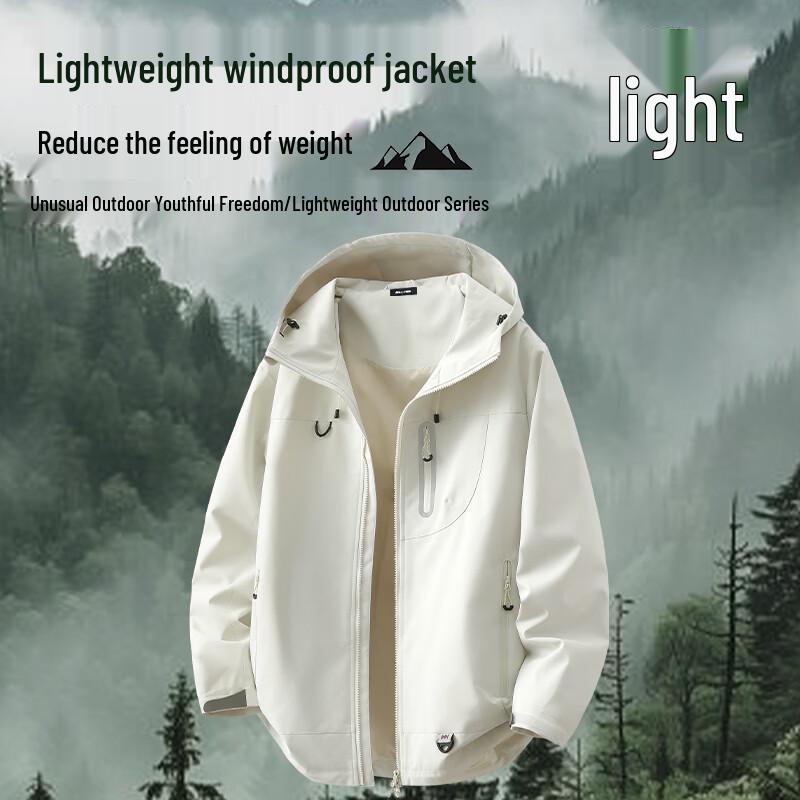 JEEP SPIRIT Men's Spring Windproof Waterproof Hooded Jacket