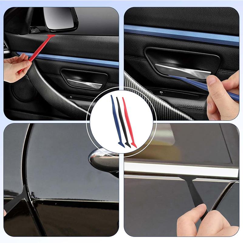 3Pcs Car Micro Squeegee Curves Slot Tint Tool Set 3 In 1 Different Hardness Gasket Squeegee for Installing Auto Wraps Stickers