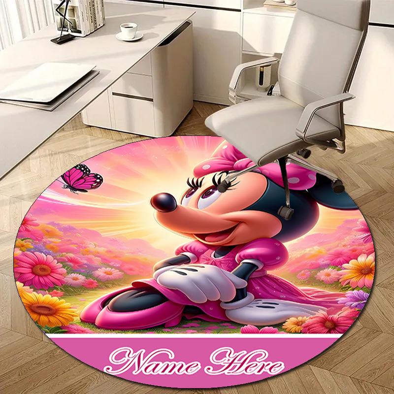 Personalized M-Minnie Round Chair Office Rug - Perfect for Mat, Office Chair & More - Ideal Gift for Birthdays and Holidays