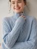 Women's High Neck Zipper Cashmere Sweater: Thick Cable Knit, Loose Fit, Slimming Base Layer for Autumn/Winter