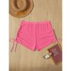 Women S Solid Color Sheer Mesh Drawstring Beach Bikini Shorts