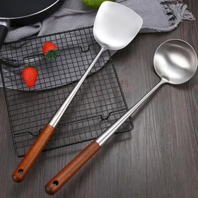 Yousheng Edelstahl Schöpflöffel Sieblöffel Schöpfkelle mit Holzgriff Schaumlöffel Küchenspatel Kochutensil für Nudeln Pasta Gemüse