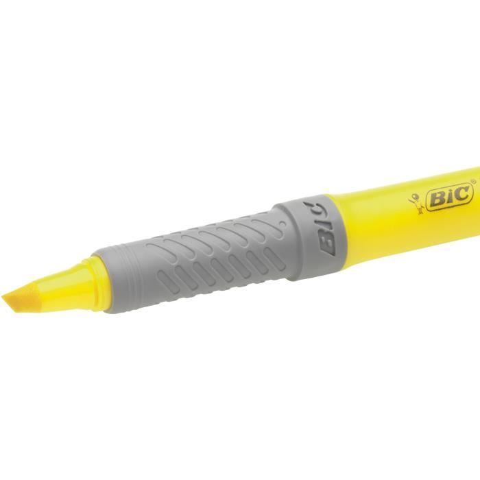 BIC Highlighter Grip Surligneurs Pointe Biseautée - Couleurs Assorties, Blister de 5