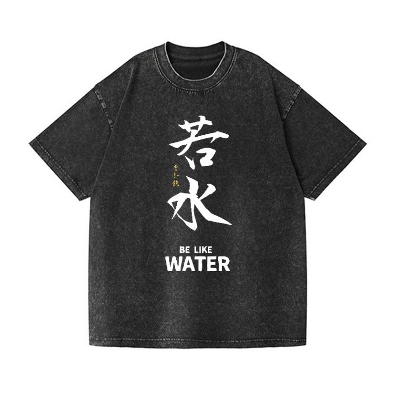 Letní T-shirty z těžké prané bavlny Ležérní volné Vodní Vintage japonský design Tričko Streetwear Čínské topy