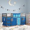 VidaXL Kids Mezzanine Bed and Curtains, Kids High Sleeper Bed with Ladder, Bedroom Storage Furniture, Modern, Blue 3206971