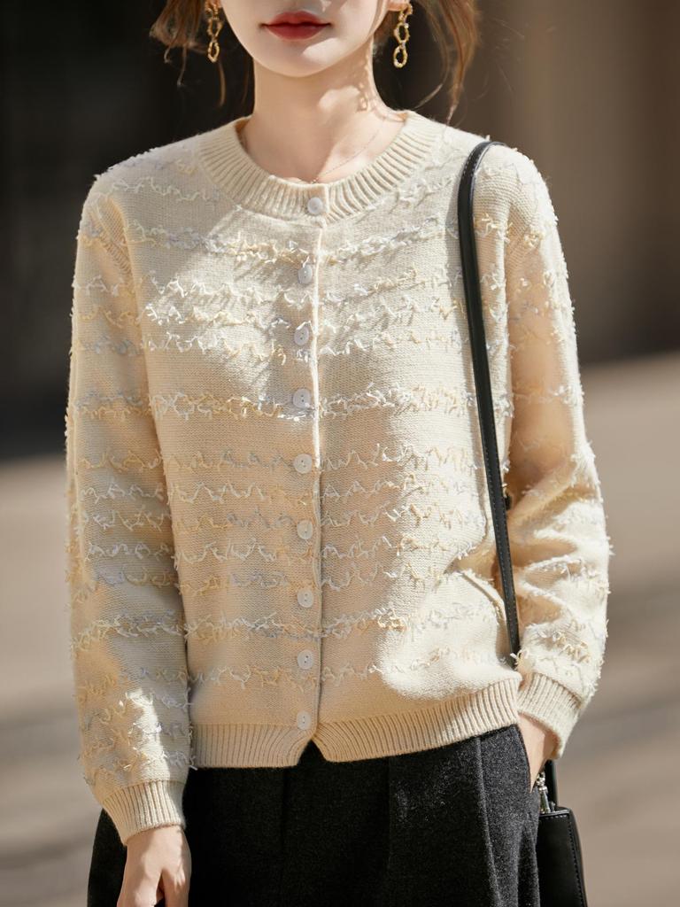 Butterfly Gauze Color Block Retro Cardigan – Stylish, Slimming, Long Sleeve Knitwear for Autumn/Winter