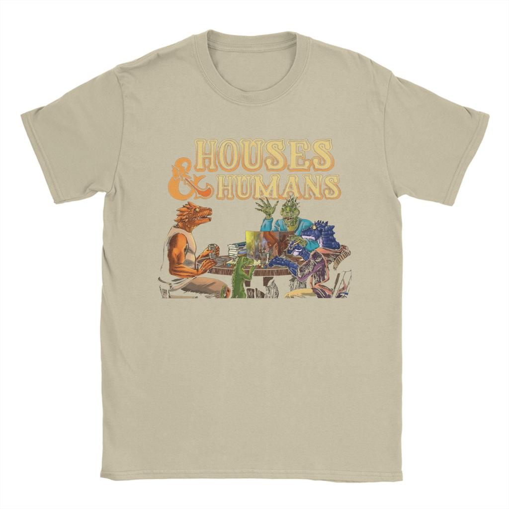 Funny Houses and Humans Funny Dungeons T-Shirt Men Crew Neck Cotton T Shirts  Short Sleeve Tees Summer Clothing