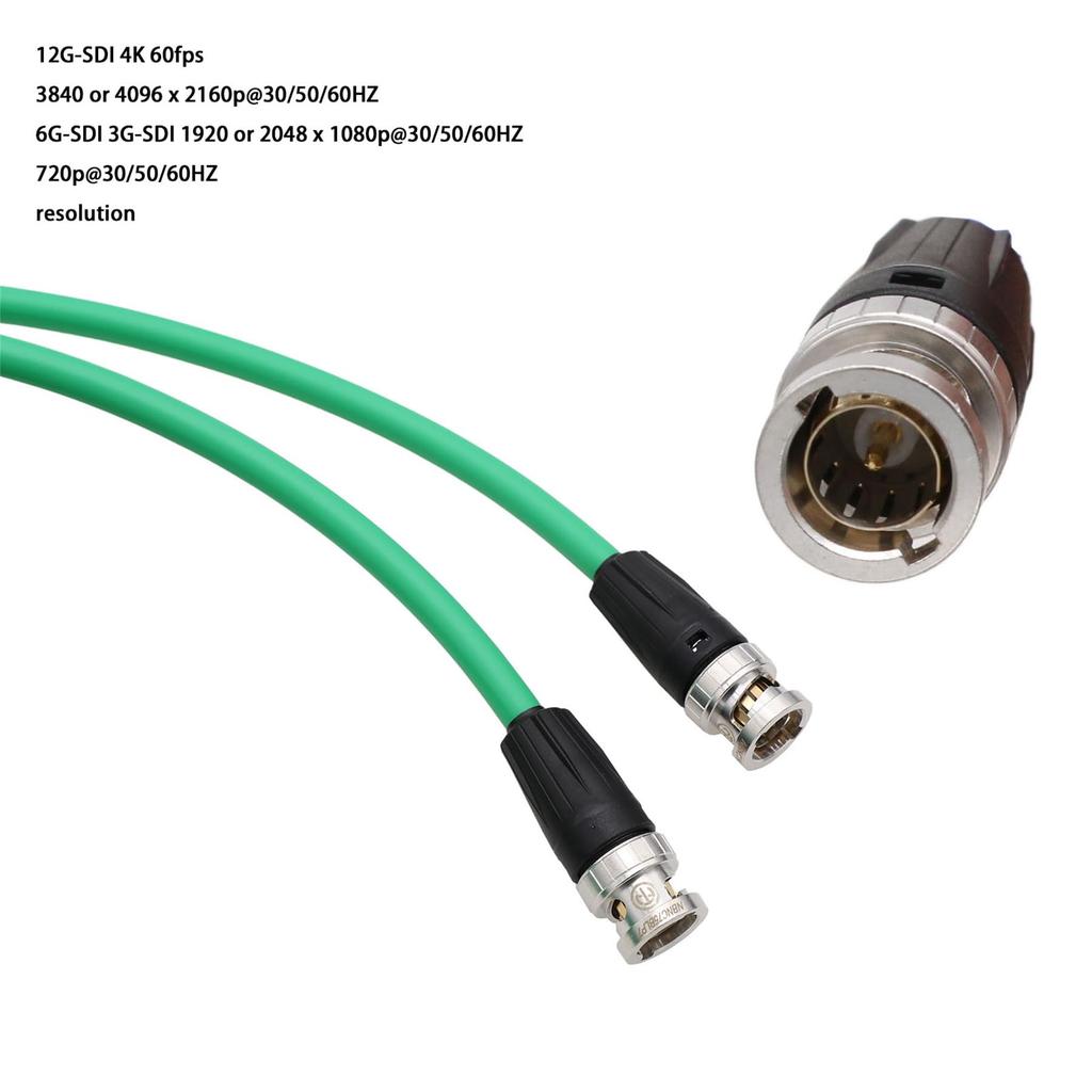 HT 12G 4K Raw SDI Coaxial Video Cable BNC to BNC Canare LV-61S 75 Ohm Flexible Shielded 10M Green for Camera Monitor