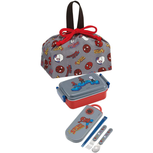 Skater Children's Lunch Box Drawstring Bag with Gusset Kids Made in Japan Spiderman Pop Comics Boys KB7