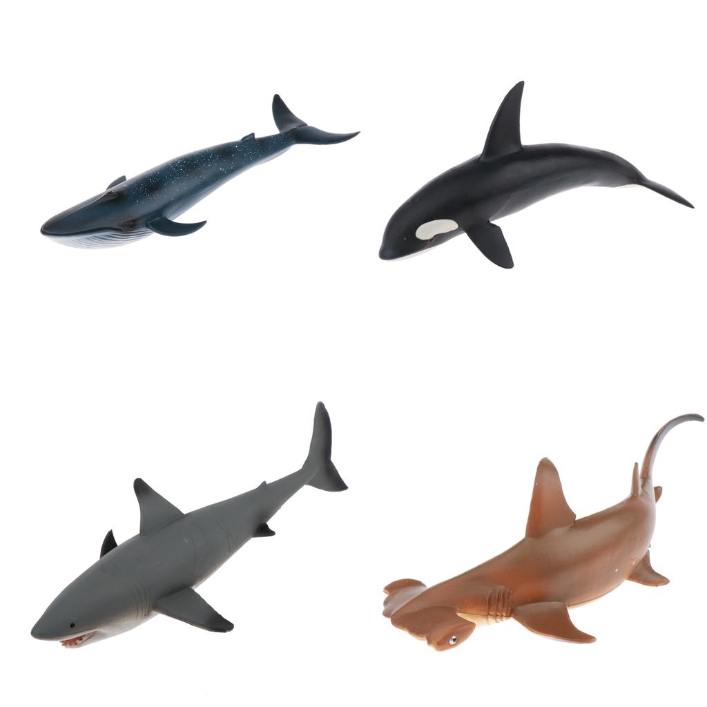 2pcs SHARK Sealife Toy Model Animal Figure - 22cm Solid Plastic