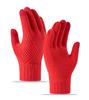 Winter Warm Knitted Gloves Fleece Lined Thick Touchscreen Cycling Flat Knit Gloves Solid Color Premium Black